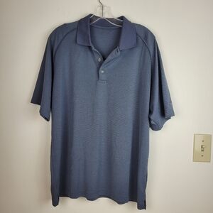 Slazenger Men's Blue Gray Golf Polo Shirt Breathable Fabric Sporty Athleisure L